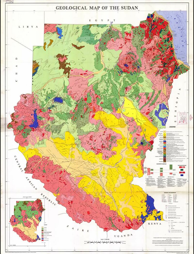 Geological Map of the Sudan — regional lithology and mineral occurrence map